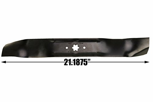 USA Mower Blades (2 MTD616MBP Toothed Extra High-Lift for MTD 490-100-M115 942-616 742-04087 Length 21-3/16 in. Width 2-3/4 in. Thickness .150 in. Center Hole 6 Point Star 38 in. Deck