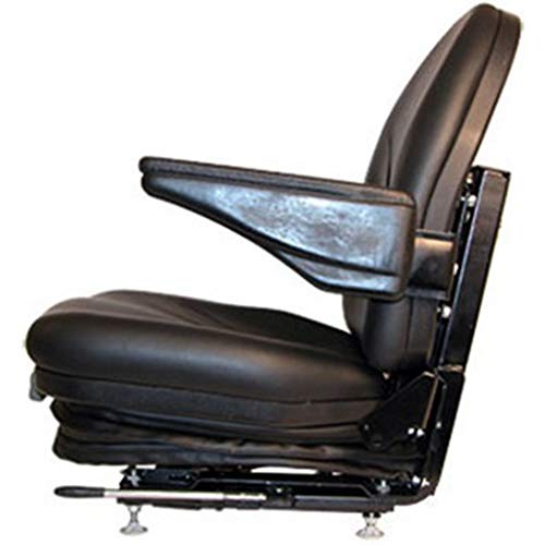 HIS360 Industrial High Back Seat w/Suspension, Slide Tracks & Arm Rests