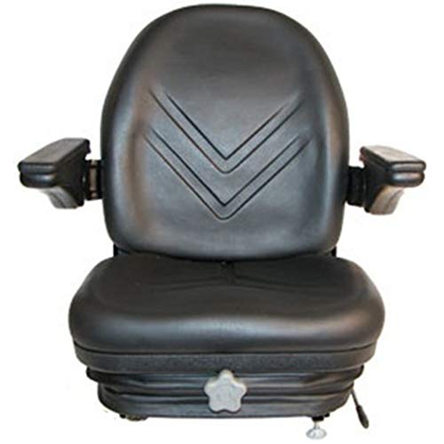 HIS360 Industrial High Back Seat w/Suspension, Slide Tracks & Arm Rests