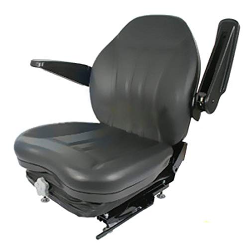 HIS360 Industrial High Back Seat w/Suspension, Slide Tracks & Arm Rests