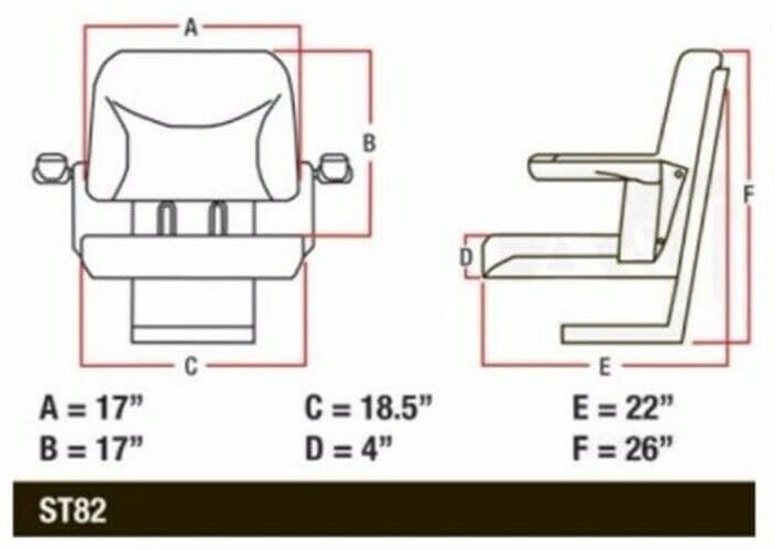 A & I Products Big Boy Seat; w/ Armrests, BLK Replacement for Case-IH Part Number BBS108BL