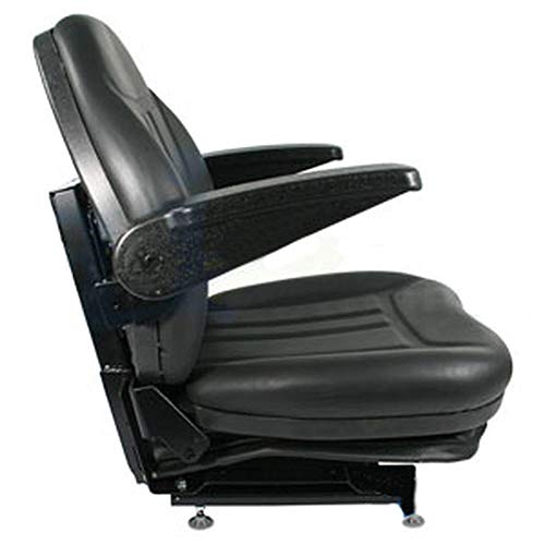 HIS360 Industrial High Back Seat w/Suspension, Slide Tracks & Arm Rests