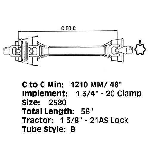 WC584823A New CCV Driveline Fits John Deere Rotary Cutter 1517 1518 2018 2580