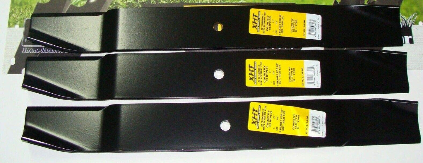 XHT 3 HD USA Blades for Country Clipper H1708 H-1708 91-128 HIGH Lift for 60"
