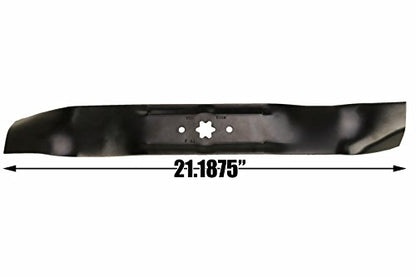 USA Mower Blades (2 MTD616MBP Toothed Extra High-Lift for MTD 490-100-M115 942-616 742-04087 Length 21-3/16 in. Width 2-3/4 in. Thickness .150 in. Center Hole 6 Point Star 38 in. Deck