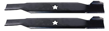 USA Mower Blades (2 AYP498BP High Lift Blade Fits AYP Craftsman Husqvarna 127843 134149 127843 138498 532127843 Length 21 in. Width 2 1/4 in. Thickness .150 in. Center Hole 5 PT ST 42 in. Deck