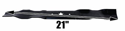 USA Mower Blades (4 AYP340BP Mulching Blade Fits AYP Craftsman Husqvarna 134149 24676 422719 424752 531005085 Length 21 in. Width 2 1/4 in. Thickness .150 in. Center Hole 5 PT ST 42 in. Deck