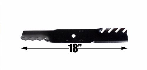 USA Mower Blades (3 MB022BP Toothed High-Lift for Bad Boy 038000300 Jacobsen 390665 Length 18 in. Width 2-1/2 in. Thickness .203 in. Center Hole 5/8 in. 36 in. 52 in. 54 in. Deck