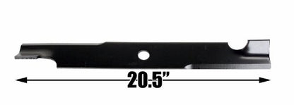 USA Mower Blades U15205BP (3) High-Lift for Exmark 103-6383 103-6383-S Length 20-1/2 in. Width 2-1/2 in. Thickness .250 in. Center Hole 15/16 in. 60 in. Deck
