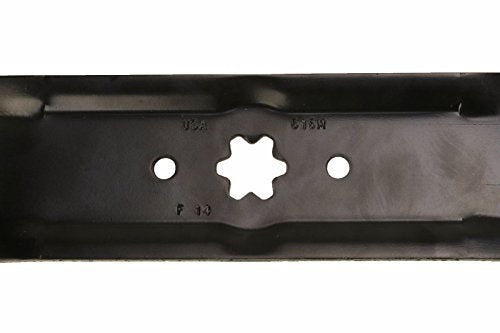 USA Mower Blades (2 MTD616MBP Toothed Extra High-Lift for MTD 490-100-M115 942-616 742-04087 Length 21-3/16 in. Width 2-3/4 in. Thickness .150 in. Center Hole 6 Point Star 38 in. Deck