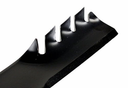 USA Mower Blades (3 CMB022BP Toothed High Lift Blade Fit Scag Husqvarna Toro 48108 481707 481711 48185 482462 Length 18in. Width 2 1/2in. Thickness .240in. Center Hole 5/8in. 36 50 52 54in. Deck