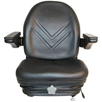 HIS360 Industrial High Back Seat w/Suspension, Slide Tracks & Arm Rests