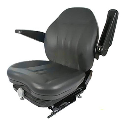HIS360 Industrial High Back Seat w/Suspension, Slide Tracks & Arm Rests