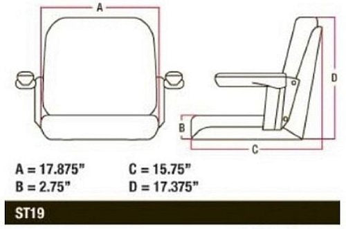 A & I Products Complete Seat, w/ Flip-Up Arms, BLK VINYL Replacement for Case-IH Part Number CS140-1V