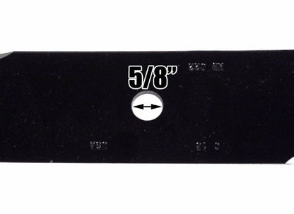 USA Mower Blades (3 MB022BP Toothed High-Lift for Bad Boy 038000300 Jacobsen 390665 Length 18 in. Width 2-1/2 in. Thickness .203 in. Center Hole 5/8 in. 36 in. 52 in. 54 in. Deck
