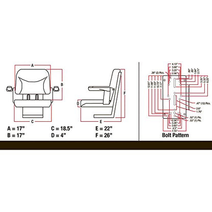 A & I Products Big Boy Suspension Tractor Seat - Yellow, Model Number BBS108YL