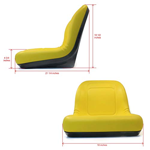 Deluxe High Back Universal Seat for UTV, Mower Tractor, Skid Steer Loader Water Proof (Yellow)