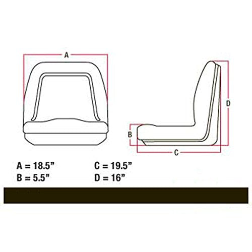 TM555BL Black Michigan Style Deluxe Seat for Kubota Yanmar Bobcat