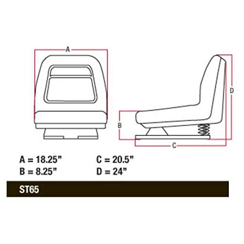 One New Seat W/Slide Track Suspension Fits John Deere Models AM124294 AM124294-A