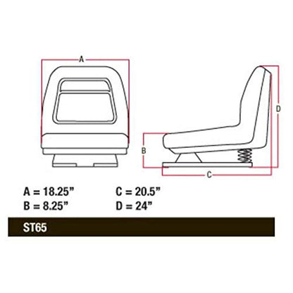 One New Seat W/Slide Track Suspension Fits John Deere Models AM124294 AM124294-A