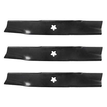 USA Mower Blades U12025BP (3) High-Lift for Husqvarna 539113425 Dixon 575296401 Length 16-1/4 in. Width 2-1/2 in. Thickness .200 in. Center Hole 5 Point Star 48 in. Deck