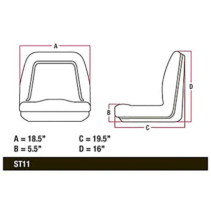 TM555YL Universal Deluxe Michigan Style Lawn Mower High Back Seat