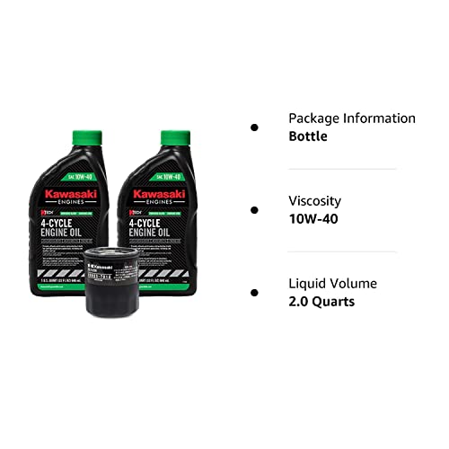 10W-40 Kawasaki Oil Change Kit, (1) 49065-7010 Oil Filter & (2) 99969-6296 Quarts Of Oil