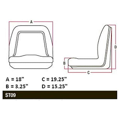 TM333BL Black Universal Seat for John Deere Mower Gator