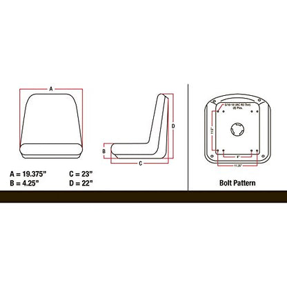 A & I Molded Tractor Seat - Black, Model Number V-900