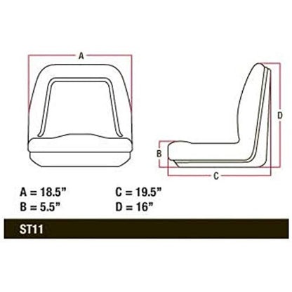 A-TM555GR Universal Gray Deluxe Lawn Mower High Back Seat with Out Side Track