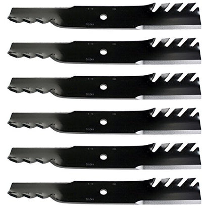 USA Mower Blades (6 MB022BP Toothed High-Lift for Bad Boy 038000300 Jacobsen 390665 Length 18 in. Width 2-1/2 in. Thickness .200 in. Center Hole 5/8 in. 36 in. 50 in. 52 in. 54 in. Deck