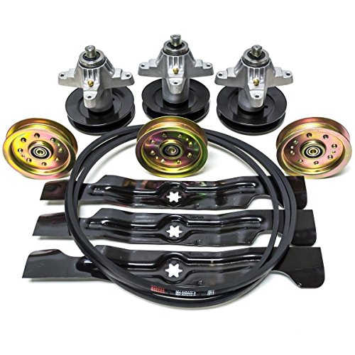 Complete Rebuild Kit Spindles Pulleys Belt Blades Compatible with Cub Cadet MTD 50" RZT RZT50 Zero Turn 742-04053A 918-04126 954-04044 756-04129