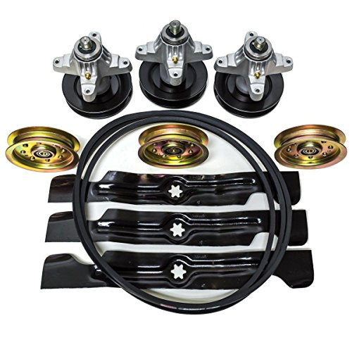 Complete Rebuild Kit Spindles Pulleys Belt Blades Compatible with Cub Cadet MTD 50" RZT RZT50 Zero Turn 742-04053A 918-04126 954-04044 756-04129