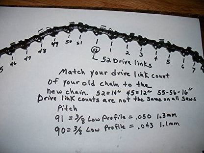 6 91PXL057G NEW Oregon 16" chainsaw saw chain 3/8 LP .050 57 DL S57 91PXL57CQ .#GH45843 3468-T34562FD159418