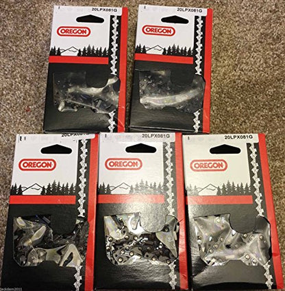 (Lot of 5) Oregon 20LPX081G .325".050" 81 Links Super 20 Chisel Chain 
